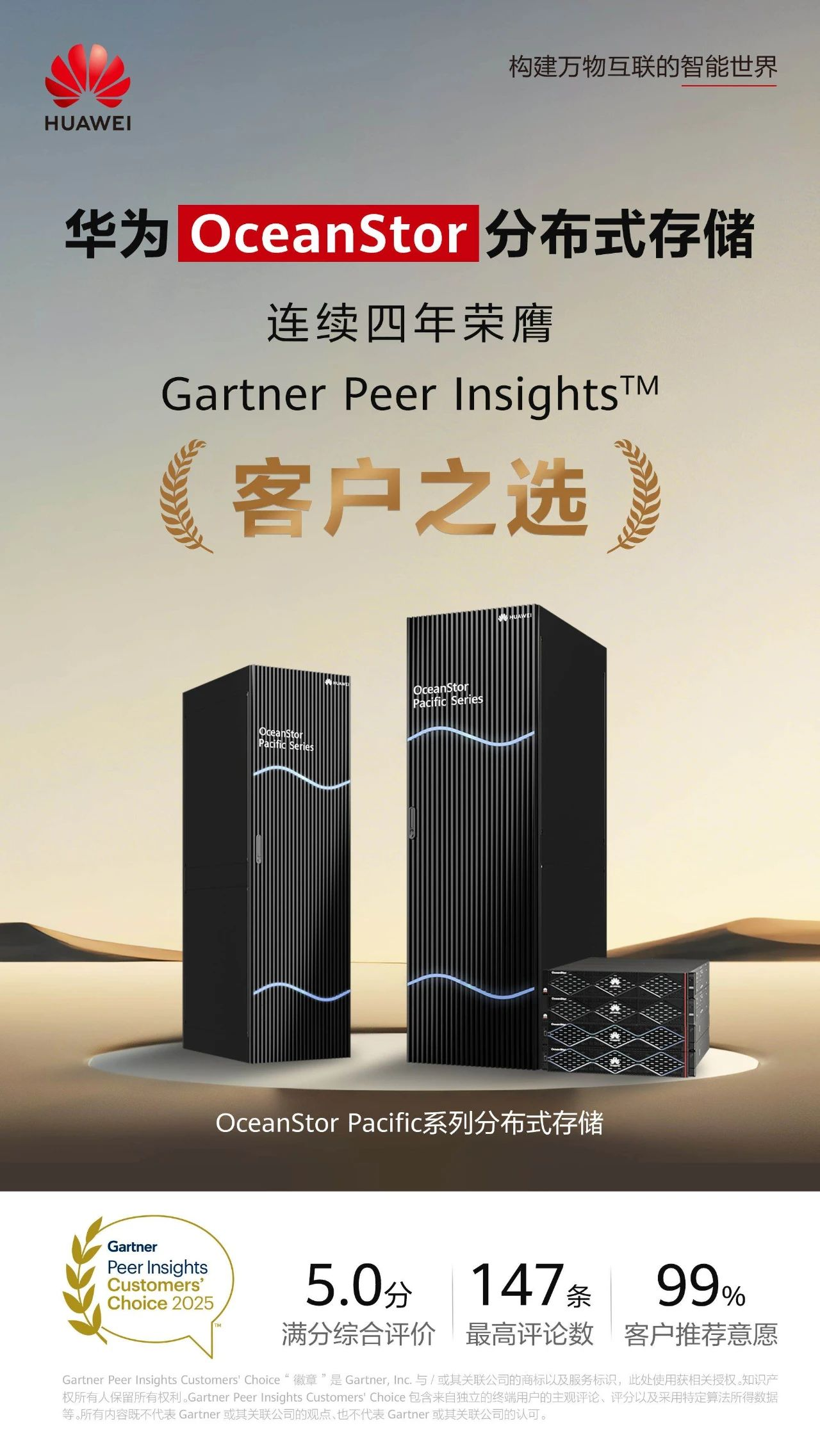 四度蝉联！华为分布式存储荣膺2025年Gartner®“客户之选”
